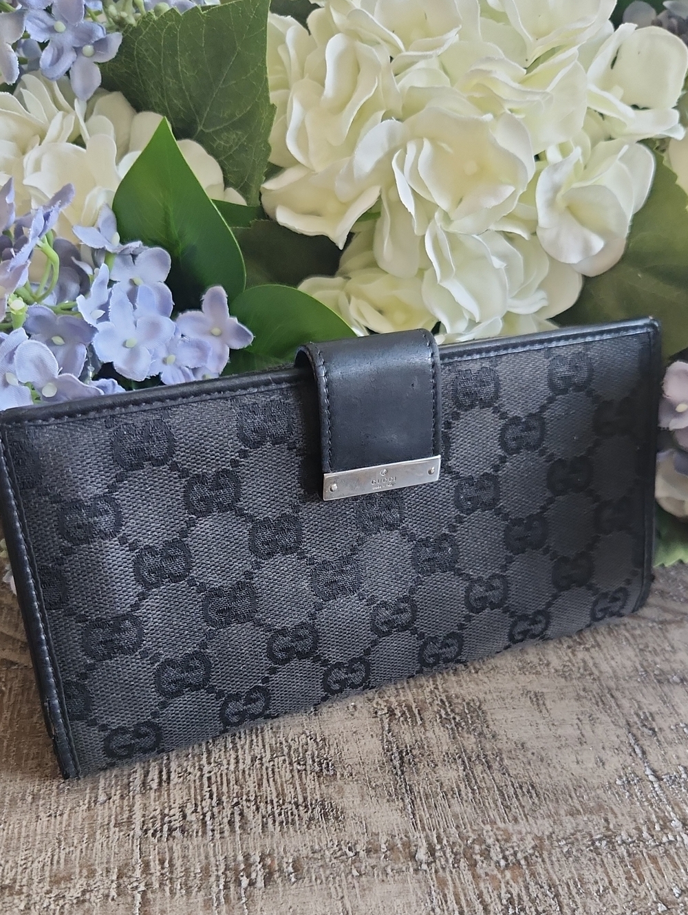 Gucci Black Monogram Continental Wallet